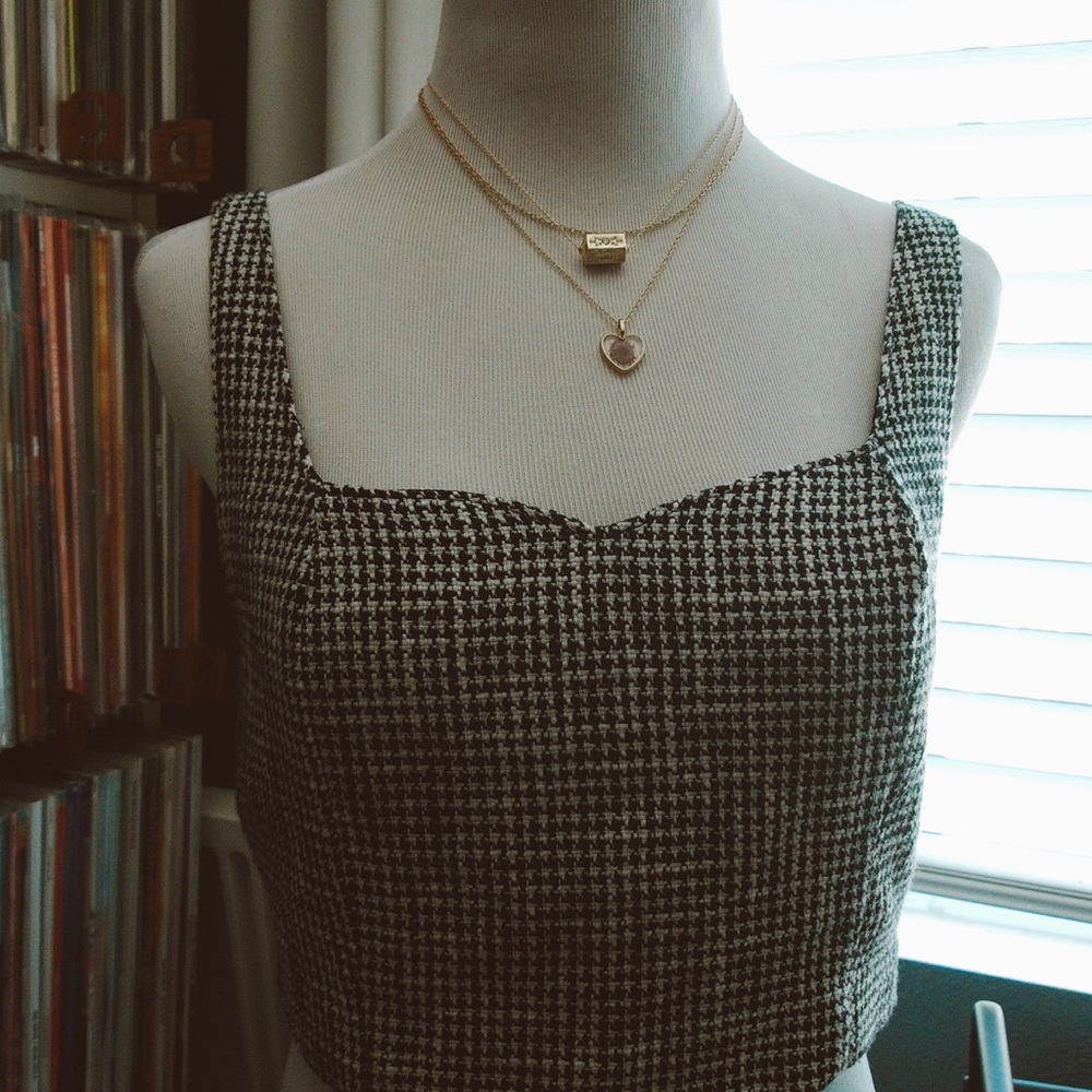 Abercrombie & Fitch Black and White Houndstooth Blouse